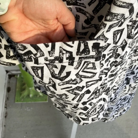 Vintage 80s Abstract Geometric Pattern Black & White Dress & Jacket Matching Set - Picture 3 of 11